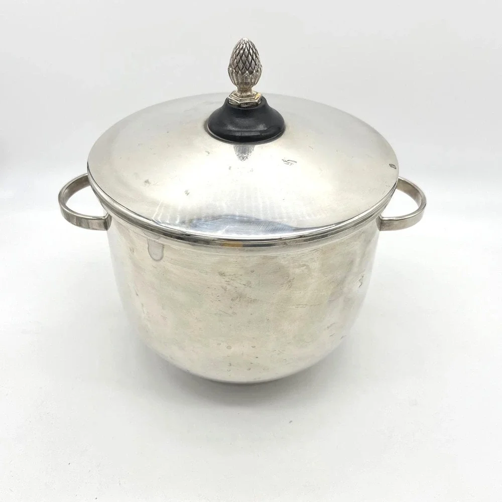English Silver Mfg Corp Vintage Silver‎ Plate Ice Bucket Pineapple Finial USA